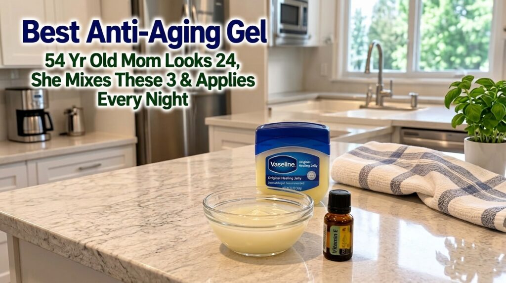 A jar of Vaseline Original Healing Jelly a small glass bowl with a light-colored gel or liquid and a small amber bottle 