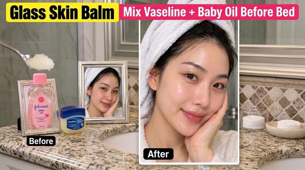 A vertical split Before and After comparison of a woman s face showing improved skin texture and glowing skin in the Aft