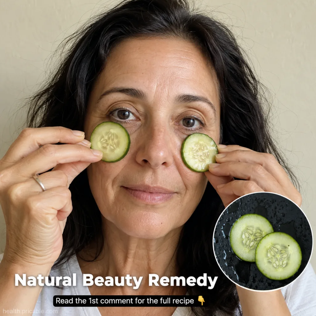 A person lying down with fresh cucumber slices on their eyes looking relaxed and refreshed