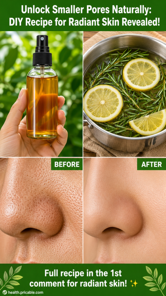 A close-up of a glass spray bottle filled with a clear liquid with fresh rosemary sprigs and lemon slices visible around
