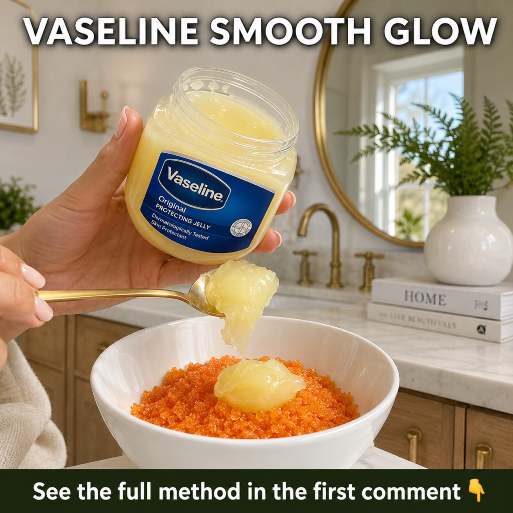 A small glass jar with petroleum jelly Vaseline next to a spoon with honey suggesting a DIY mix The background is soft a