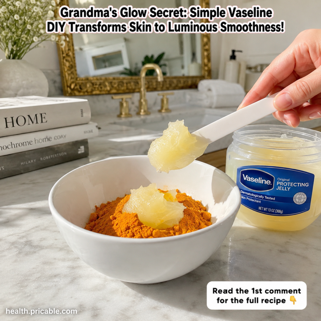 Ingredients for a DIY Vaseline face cream an open jar of Vaseline a small bottle of sweet almond oil and a few vitamin E