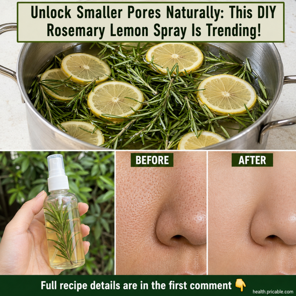 Fresh rosemary sprigs and sliced lemons next to a glass spray bottle ingredients for a DIY facial spray