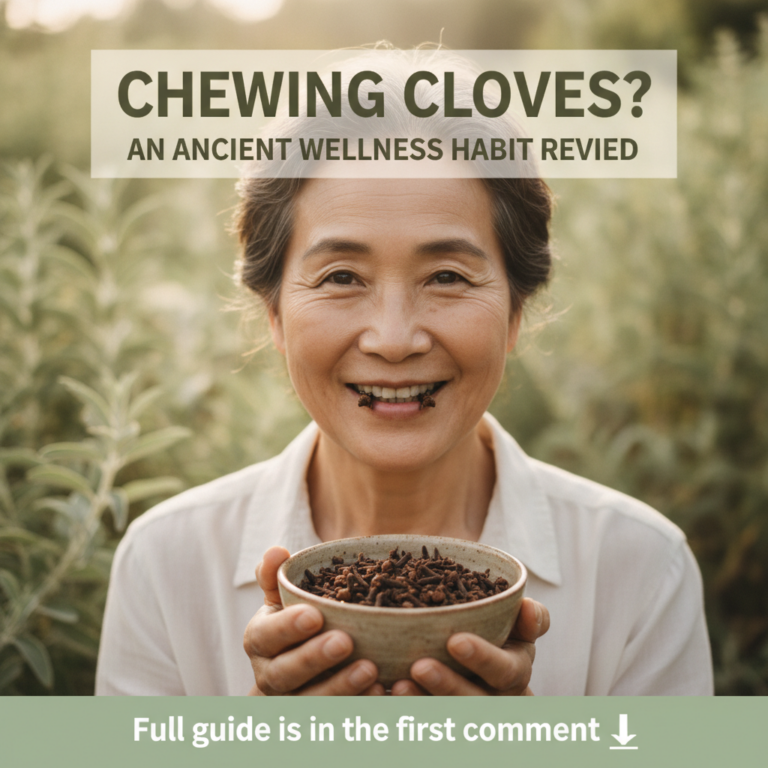 A person s hand holding a single clove positioned near their mouth as if about to chew it with a soft natural light and