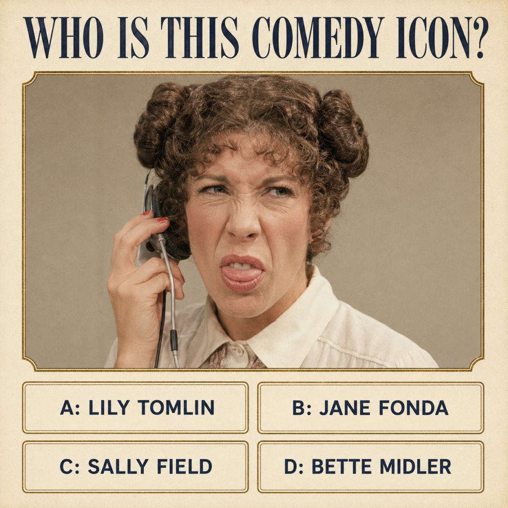 A vibrant smiling portrait of Lily Tomlin looking directly at the camera with her signature charming expression