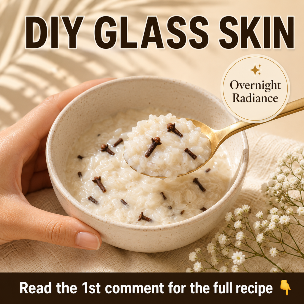 A close-up of a small bowl containing white rice and whole cloves with a soft focus background suggesting a beauty or ki