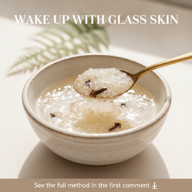 A close-up shot of a small bowl of white rice grains with a few cloves scattered around it on a rustic wooden surface hi