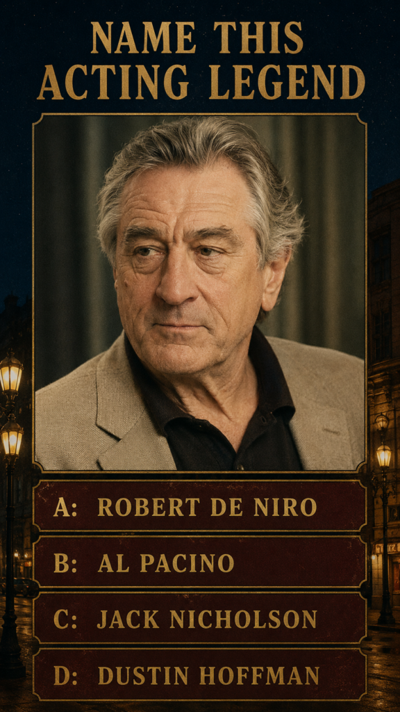 A still photo of Robert De Niro from the quiz likely a close-up or mid-shot showcasing his intense gaze