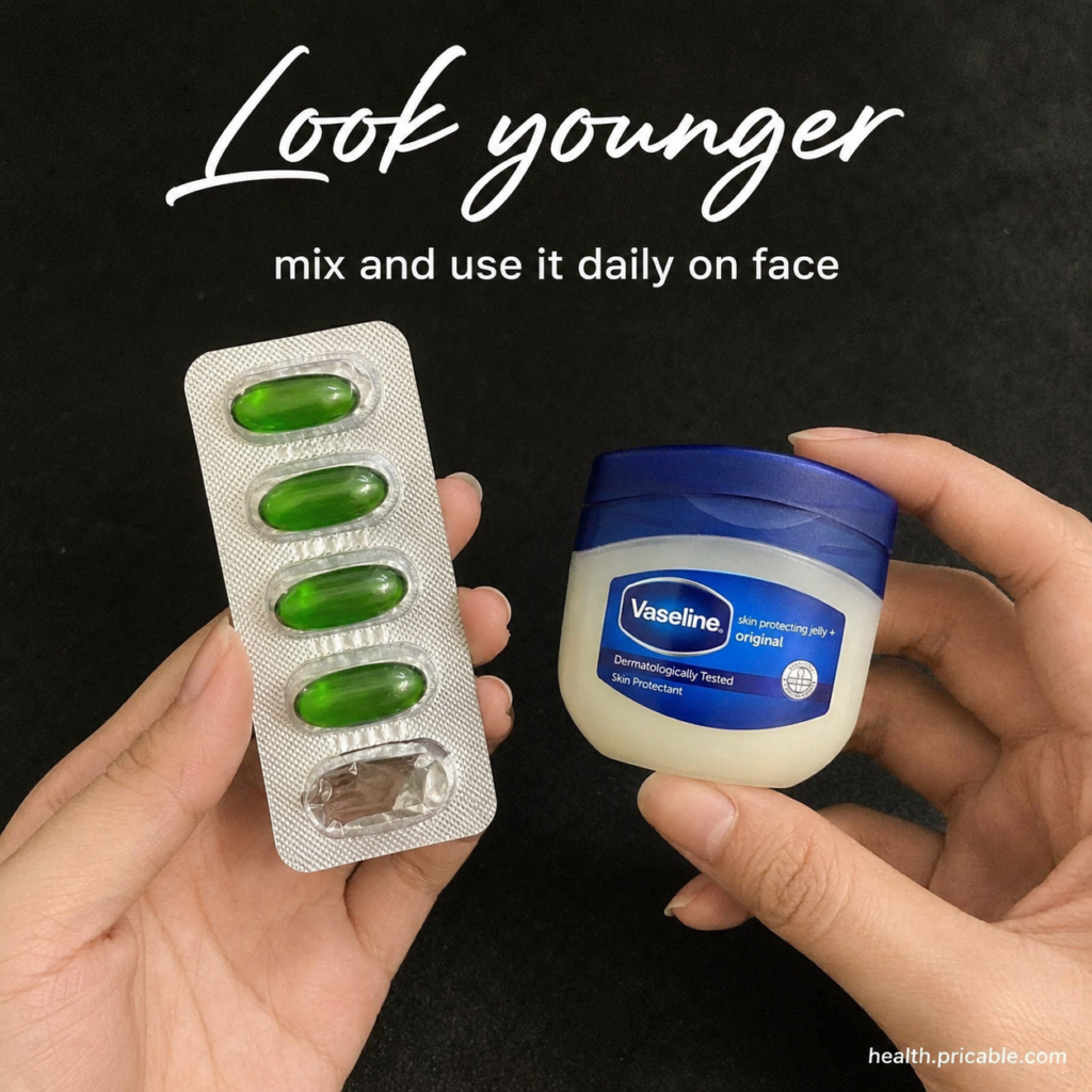 Ingredients a jar of Vaseline a small bowl and a Vitamin E capsule