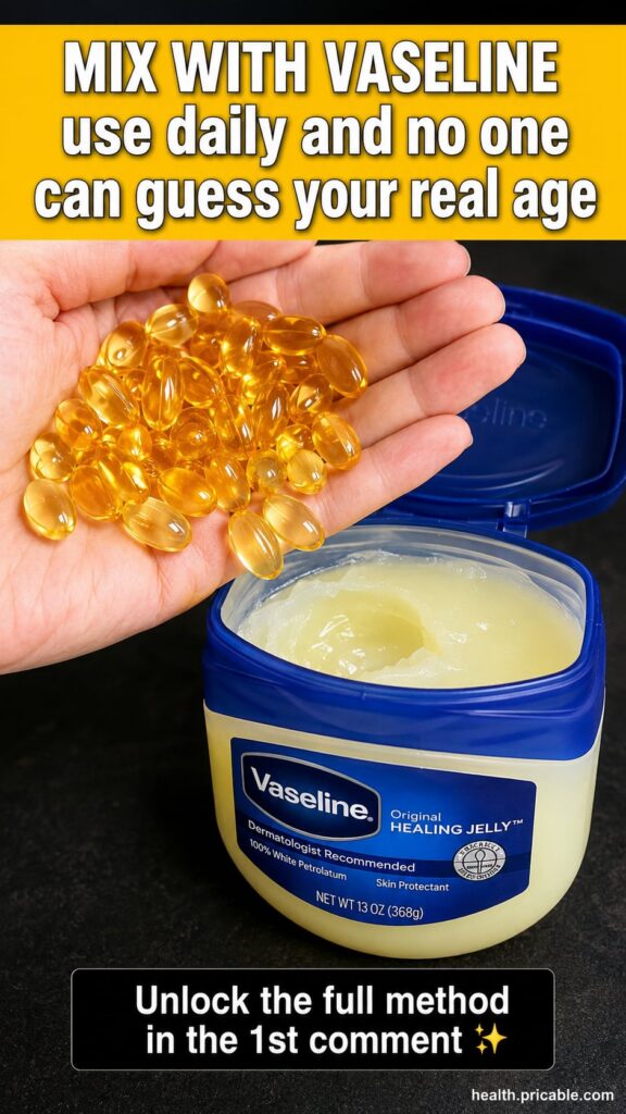 A small glass jar containing a creamy off-white balm with a slight sheen representing the finished Vaseline and Vitamin 