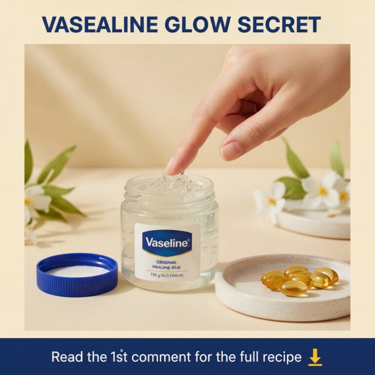 A person s hand mixing Vaseline and the contents of a small capsule in a small dish with other beauty products in the ba