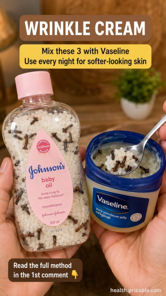 An antique-style image of a grandma s hands gently mixing Vaseline and baby oil in a small dish with a soft warm light a