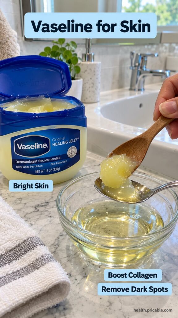 A hand mixing Vaseline with natural ingredients in a small bowl showcasing the process of creating a DIY beauty hack