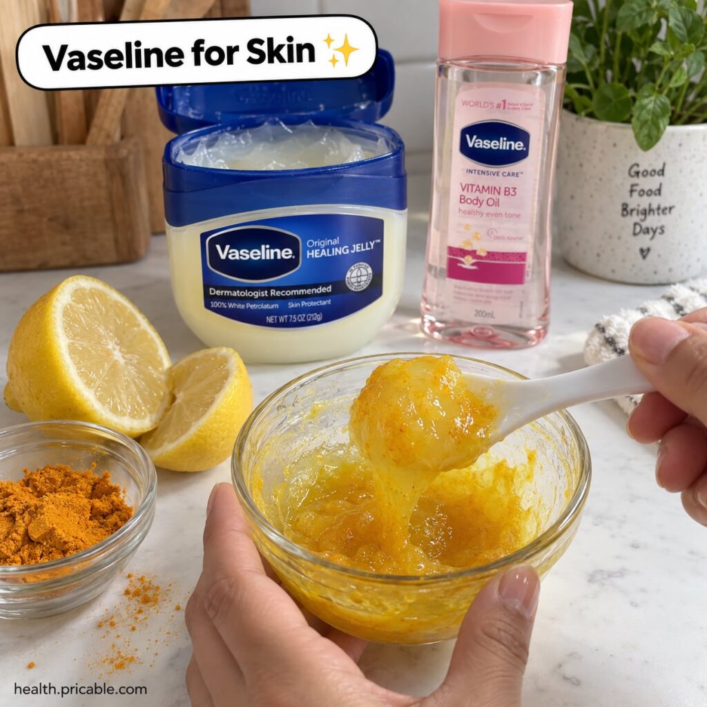 A small glass jar containing a creamy light yellow mixture suggesting a homemade Vaseline skin hack There s a small spoo