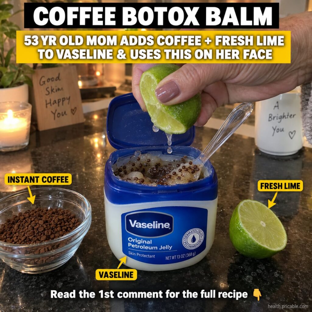 A small bowl containing the freshly mixed Coffee Botox Balm with its creamy grainy texture alongside the main ingredient
