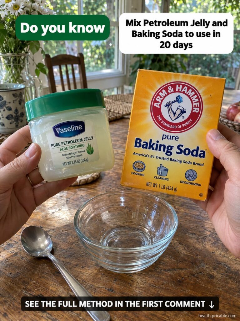 A small bowl with a thick white paste made of Vaseline and baking soda with a spatula on the side Ingredients are visibl
