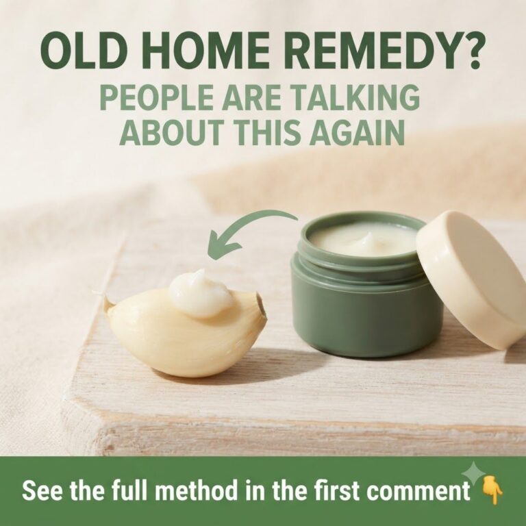A jar of VapoRub placed next to several cloves of fresh garlic set against a rustic or natural background symbolizing an
