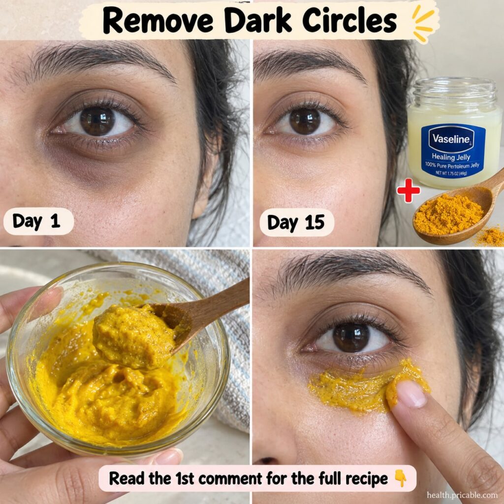 A small bowl with turmeric powder a small jar of Vaseline and a tiny spoon next to them indicating ingredients for a bea