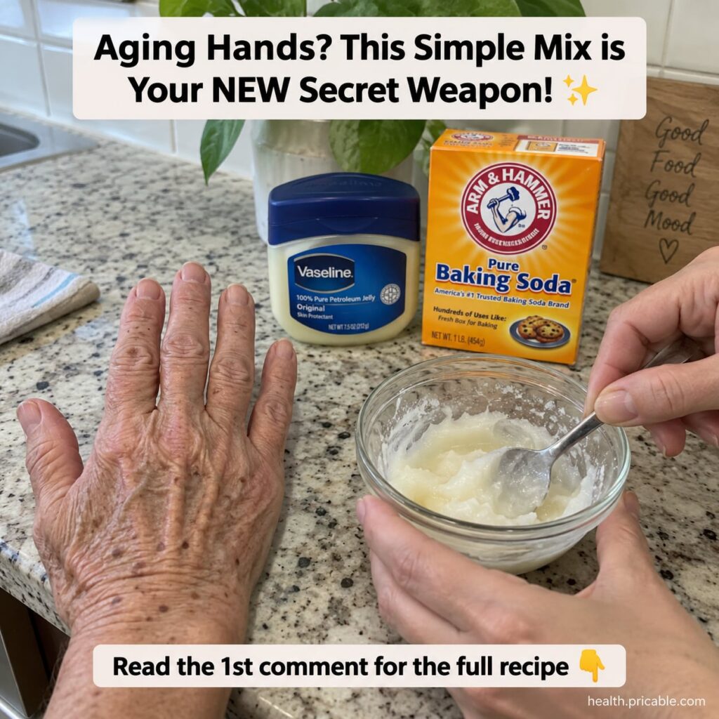 A woman s hands visibly smoother and more radiant holding a small bowl with a natural hand scrub The background is a rus