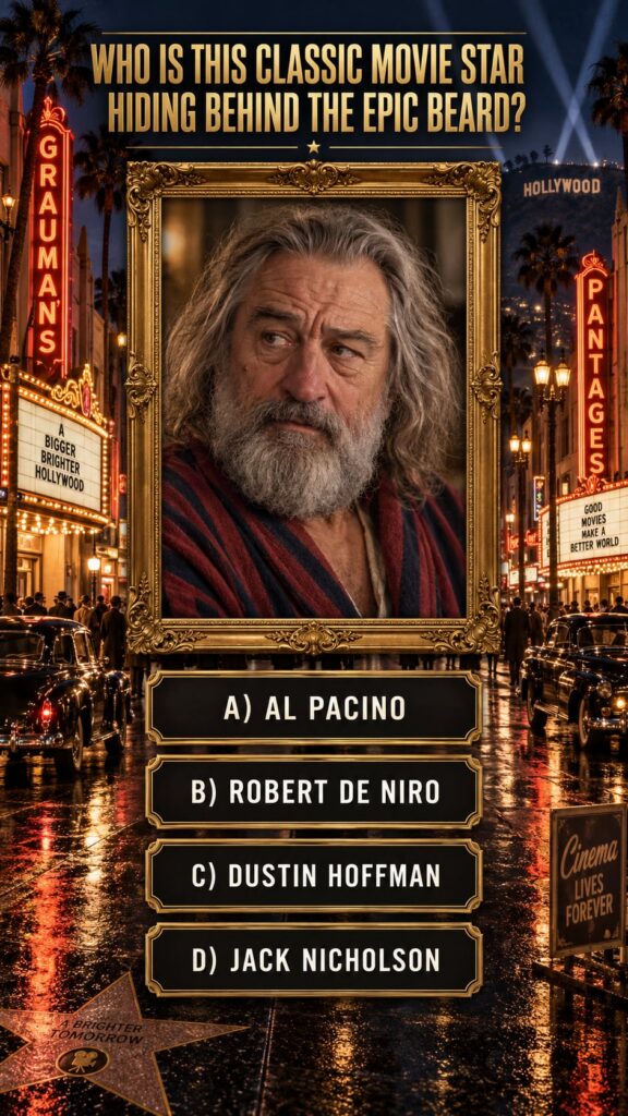 A quiz image asking to identify a classic movie star with an epic beard