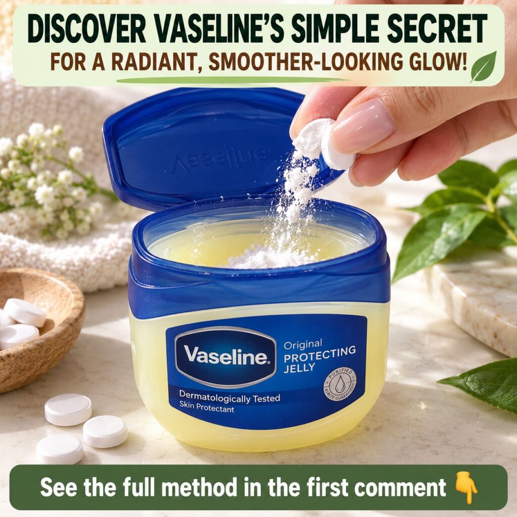 A close-up shot of a small bowl with Vaseline and a white powder like rice powder or cornstarch being mixed together wit