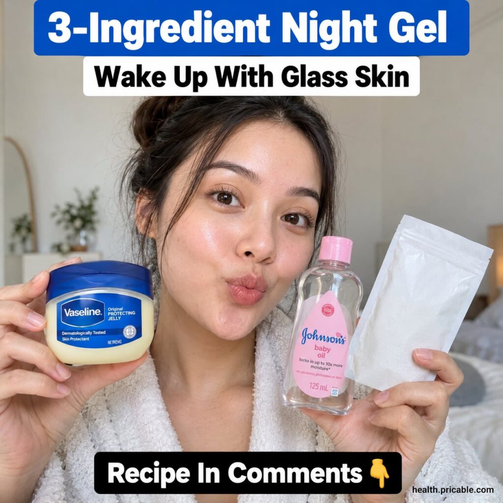 A woman waking up with luminous glowing skin looking refreshed and happy