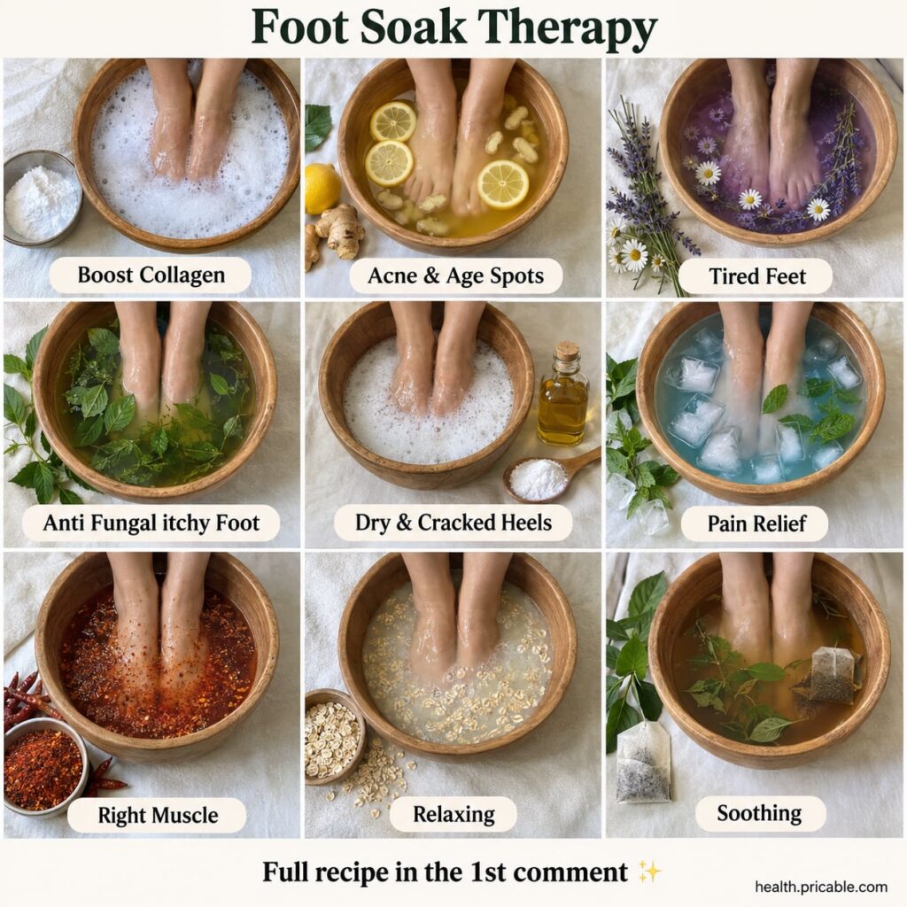 A pair of feet soaking in a beautiful warm herbal foot bath with flower petals and slices of citrus The setting is a coz