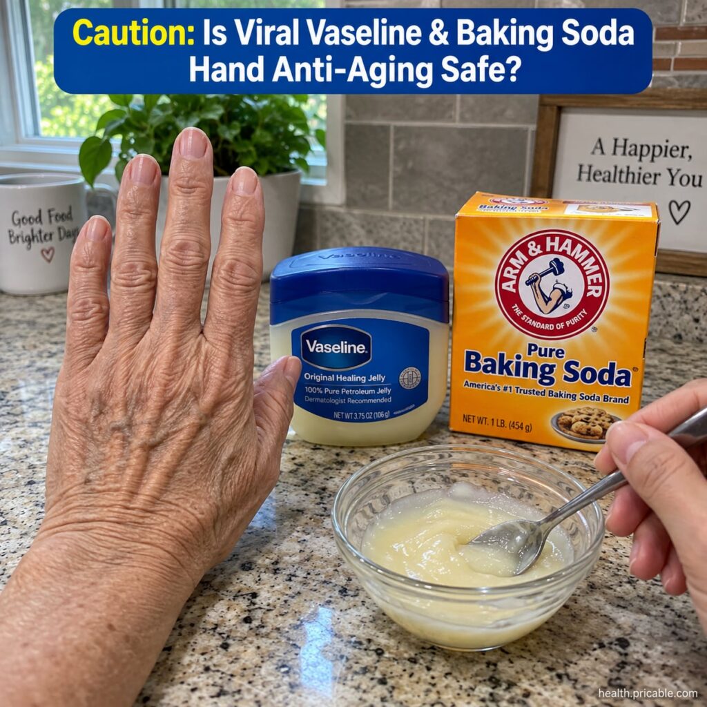A small bowl containing a creamy white mixture with a jar of petroleum jelly and a box of baking soda in the background