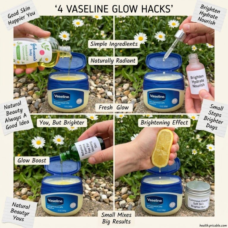 A close-up of a small glass jar filled with a homemade Vaseline hydrating glow balm with a finger scooping a small amoun