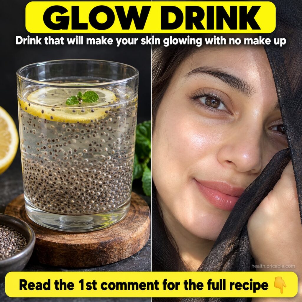 A vibrant colorful glow drink in a clear glass with fresh ingredients like berries and spinach nearby suggesting health