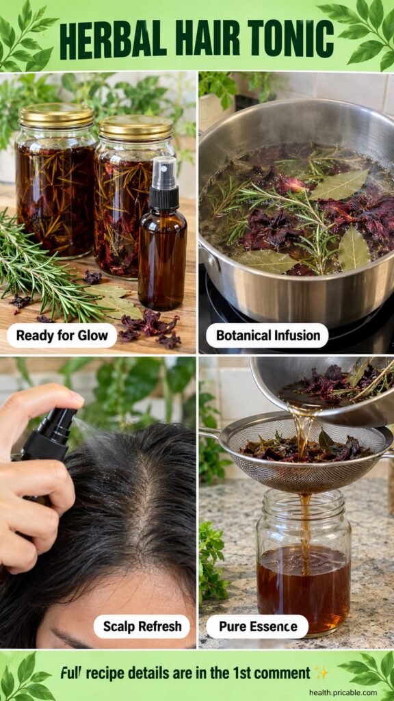 A close-up of fresh rosemary sprigs dried hibiscus flowers and bay leaves arranged artistically on a light wooden surfac