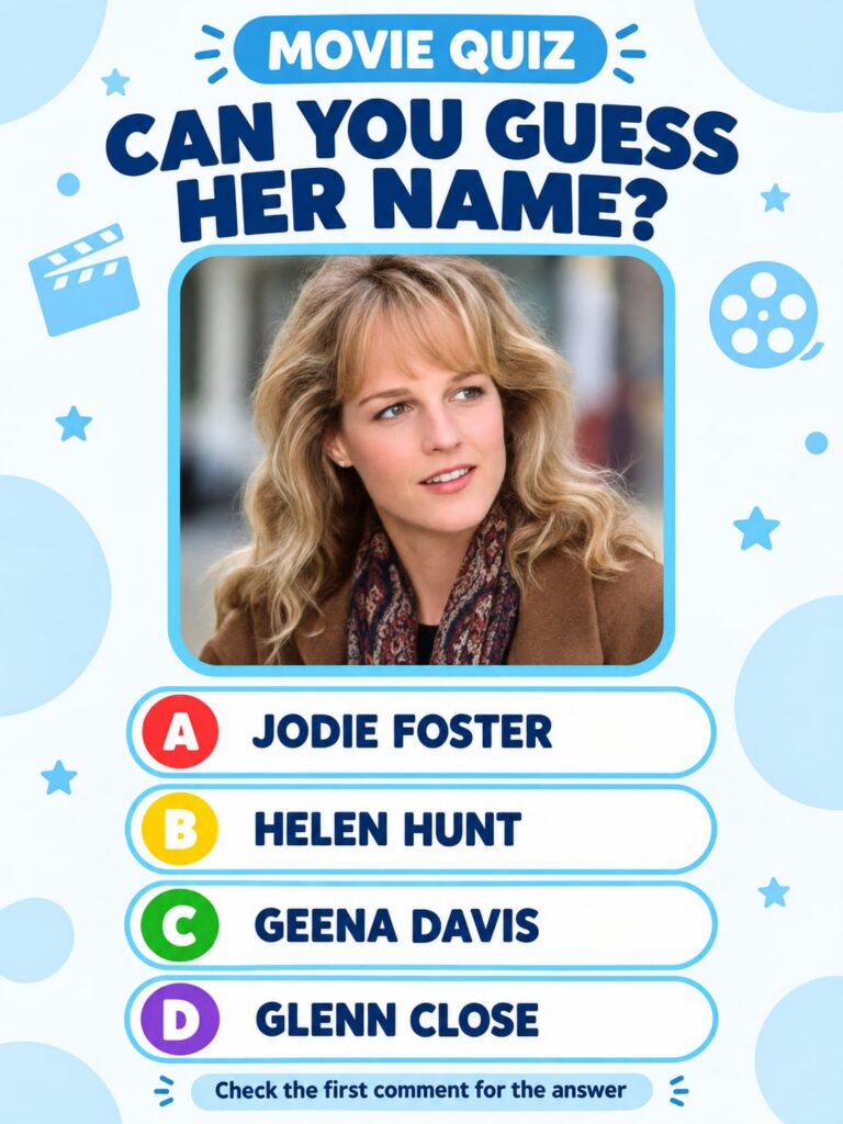 A quiz image showing a portrait of Helen Hunt from the 90s with wavy blonde hair and a warm smile