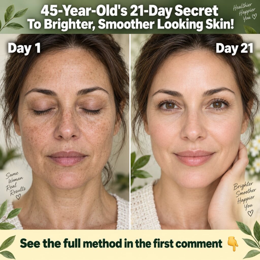 A woman gently rubbing a rice water ice cube on her cheek with a glowing clear complexion The scene is bright and natura