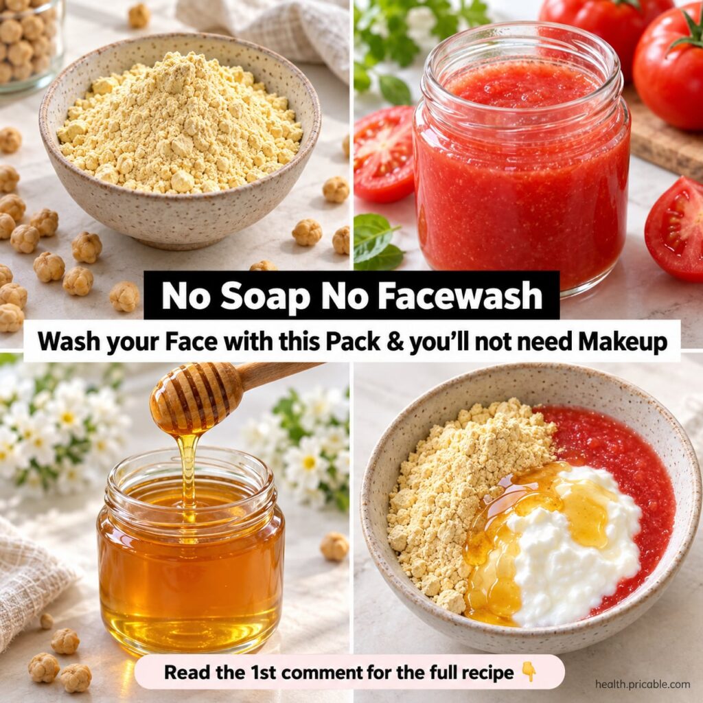 A woman applying a creamy yellow face pack to her clean face with a bowl of the ingredients next to her symbolizing a Gl