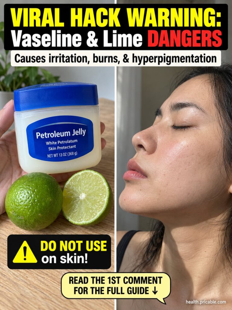 An overhead shot of a small bowl containing petroleum jelly and a sliced lime next to it with a cautious or stop symbol 
