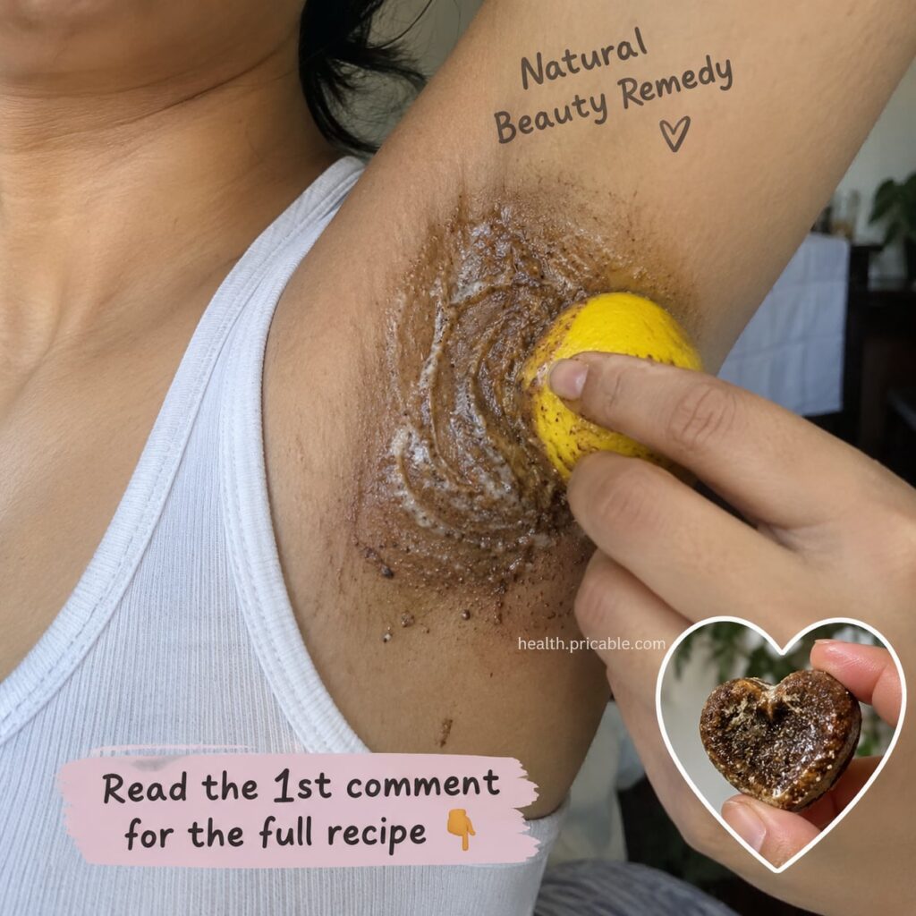 Ingredients for a lemon and paste underarm brightening remedy including fresh lemons a bowl of chickpea flour and a bott