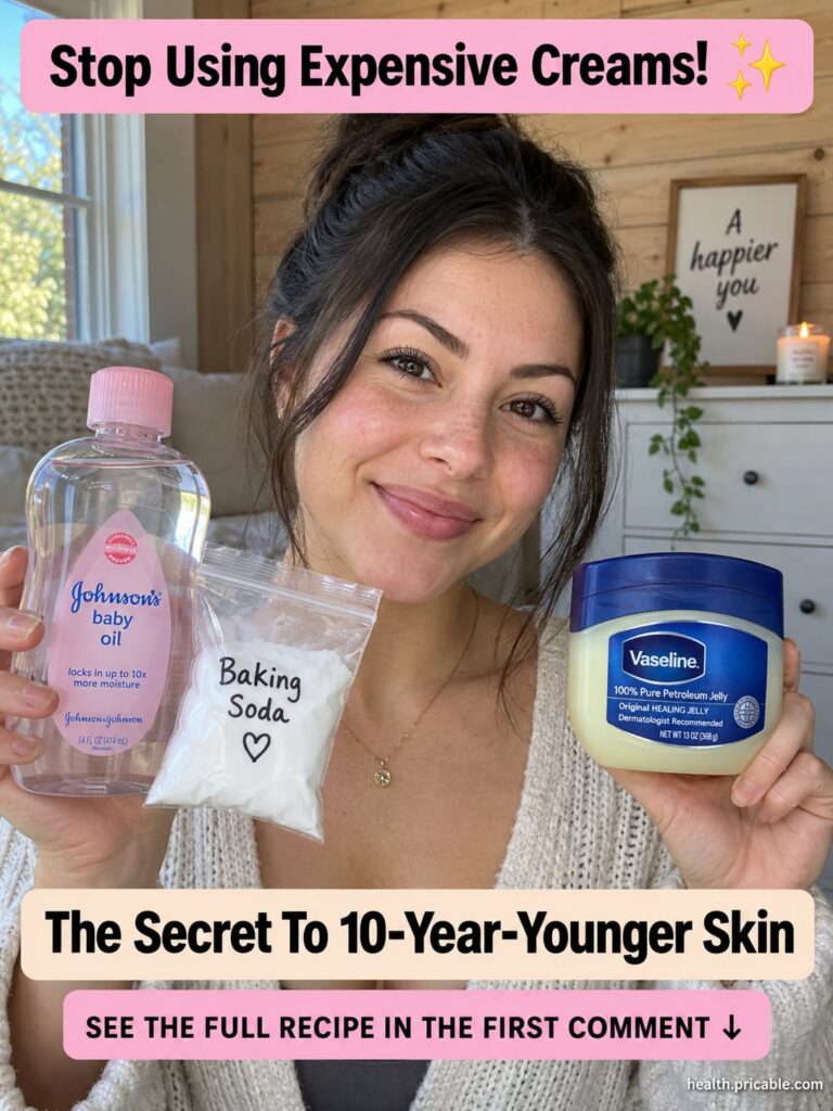 Three household items a jar of Vaseline a bottle of baby oil and a box of baking soda arranged on a clean light surface 