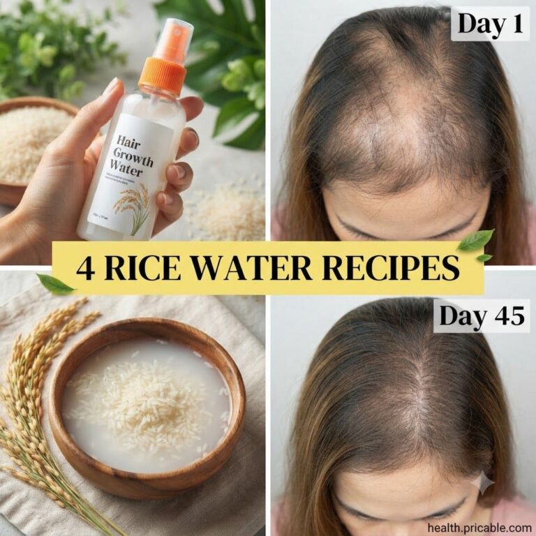 Before and after showing noticeable new hair growth on a woman s scalp after using rice water for a period The before sh