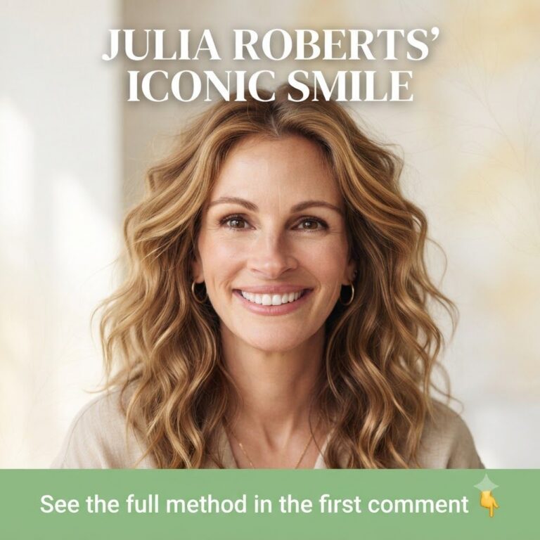 Julia Roberts smiling naturally embodying her iconic radiant look The image should convey warmth and genuine happiness r