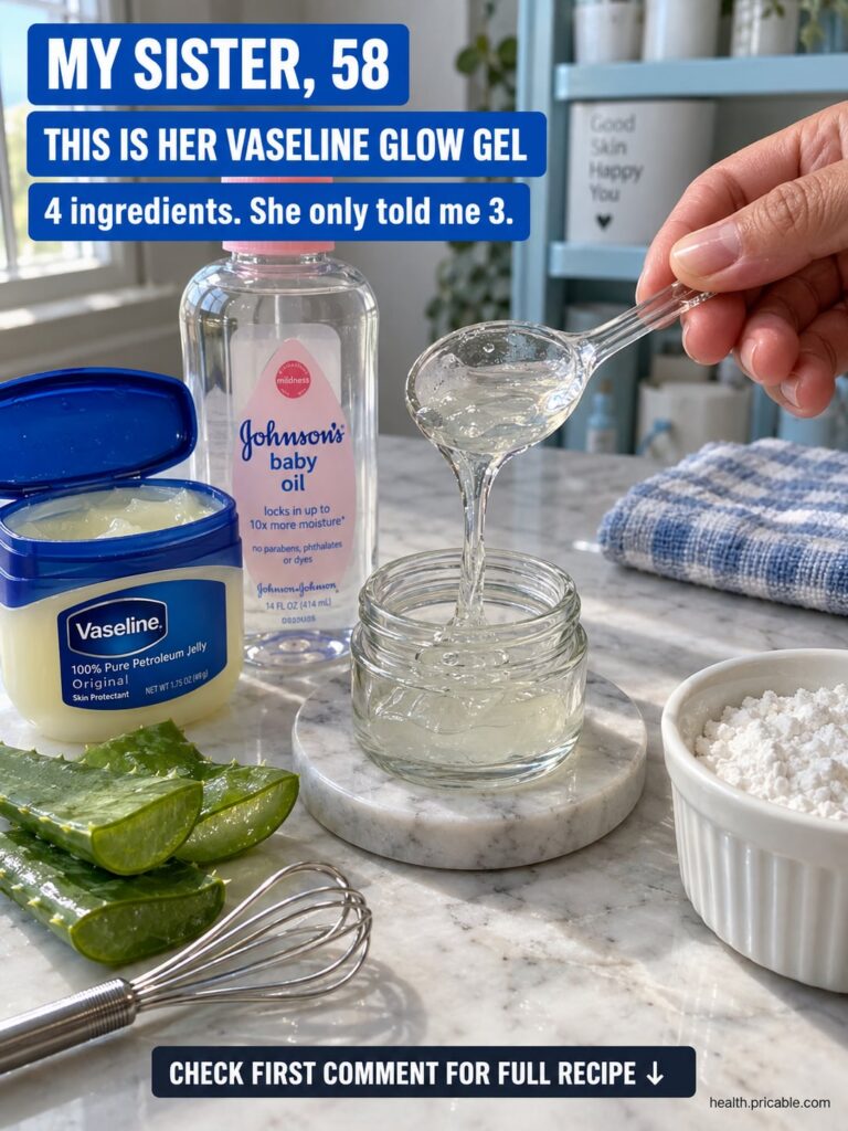 A jar of Vaseline next to fresh lime halves with a hand pointing to skin areas with visible dark spots representing the 