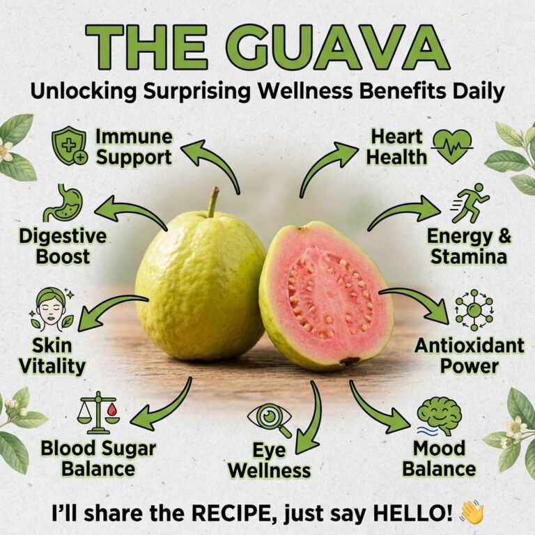 A vibrant fresh guava fruit cut in half showcasing its pink flesh and edible seeds with whole guavas and green leaves in