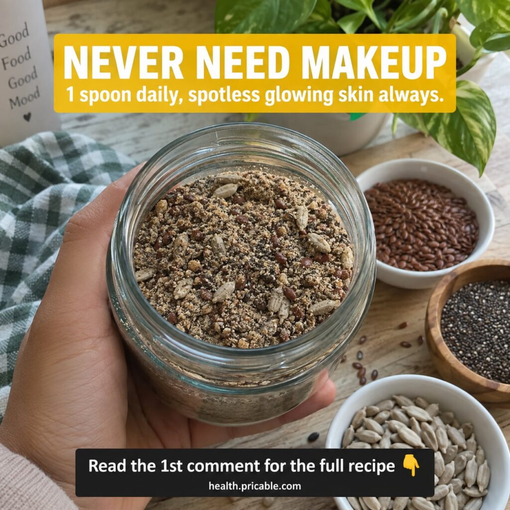 A close-up of a finely ground light brown beauty powder in a wooden bowl with a small wooden spoon implying natural ingr