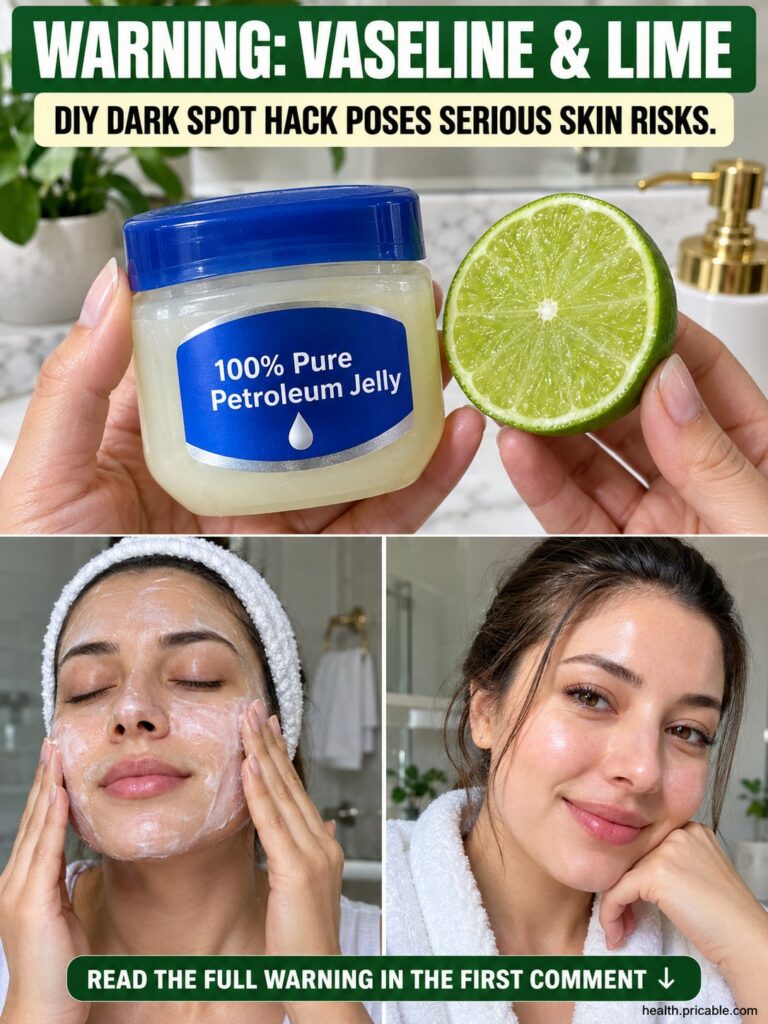 A close-up image showing a warning sign over a bowl containing Vaseline and cut limes emphasizing the danger of this DIY