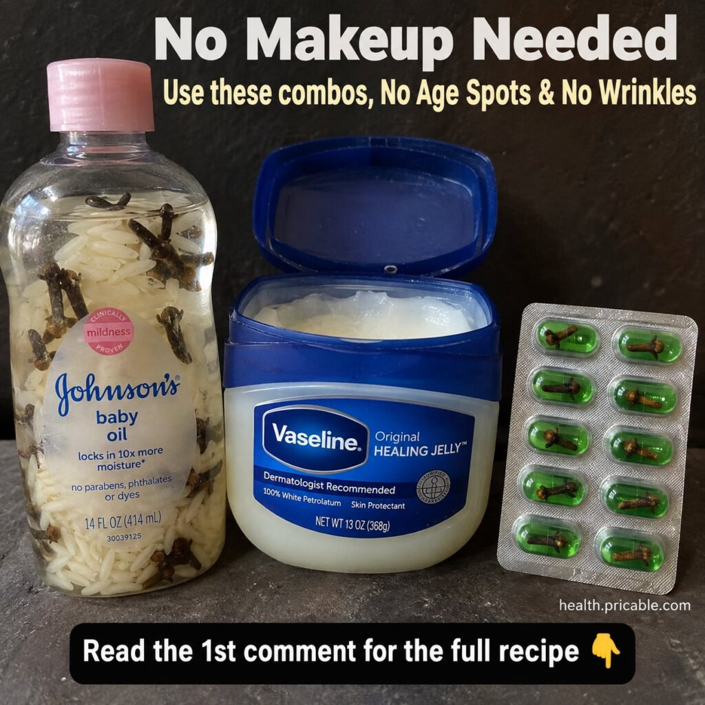 A close-up shot of the three main ingredients a small jar of Vaseline petroleum jelly a small bottle or capsule of liqui