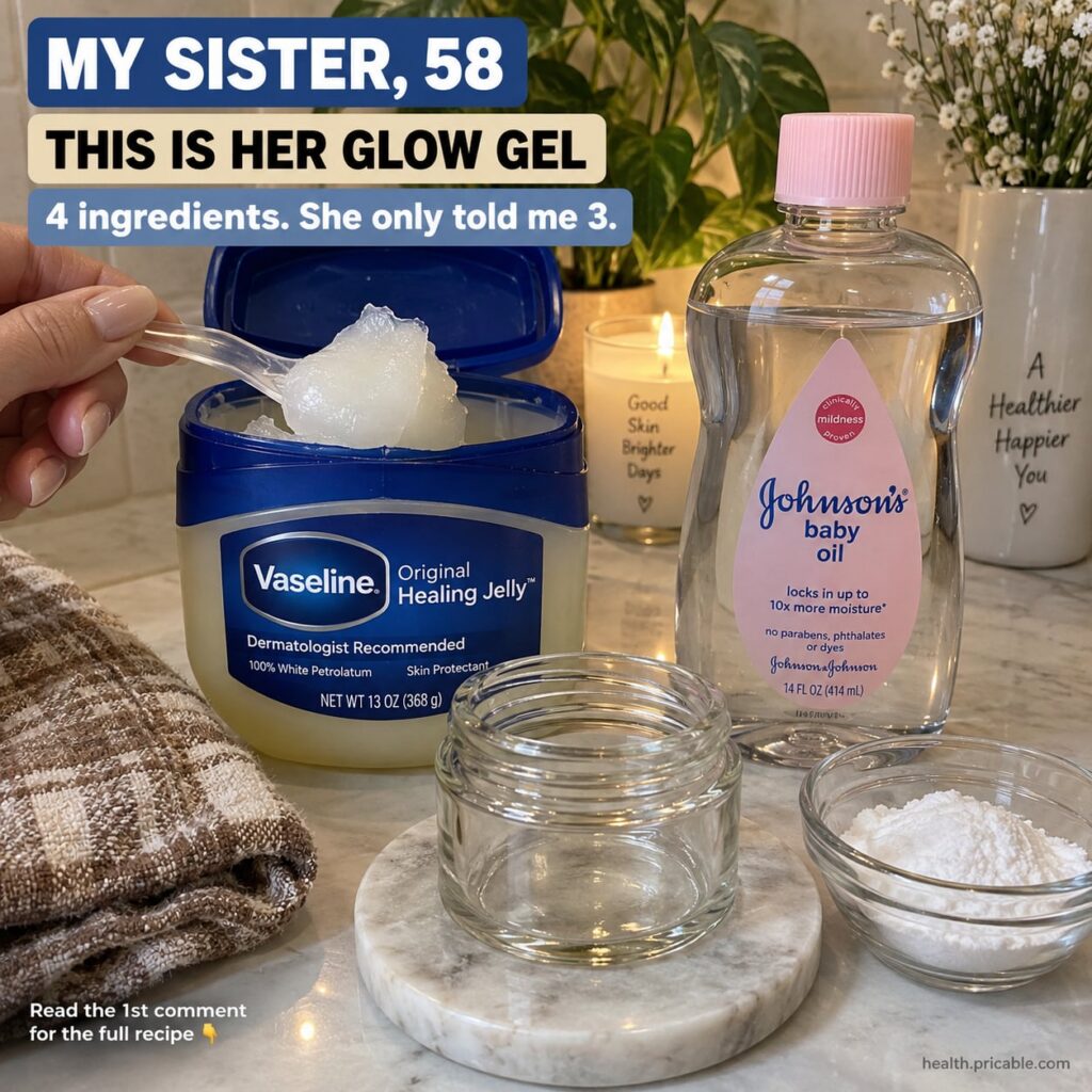 A beautifully presented jar of homemade glow gel on a vanity with soft lighting