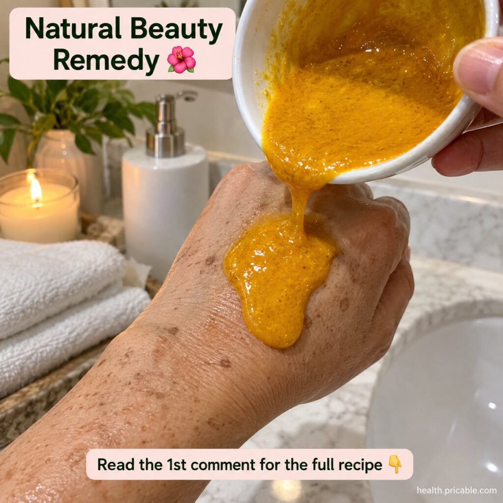 A close-up of a vibrant yellow paste in a small bowl with a small spatula or spoon beside it suggesting a homemade beaut