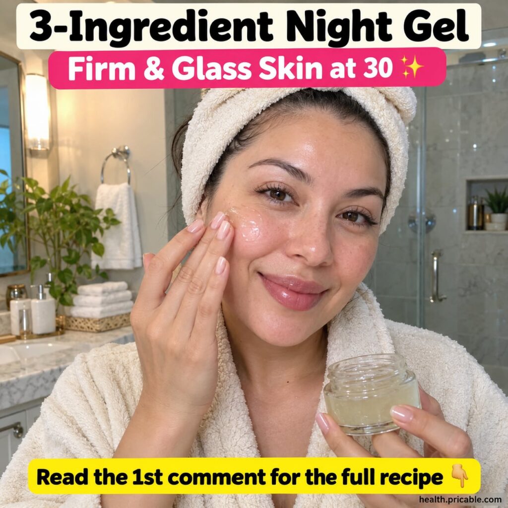 A small glass jar filled with a clear light green gel with fresh aloe vera leaves and rosehip berries gently placed arou