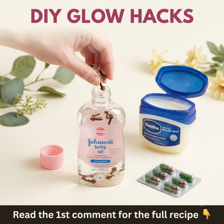 A jar of Vaseline with glowing skin in the background suggesting its use for achieving a radiant complexion
