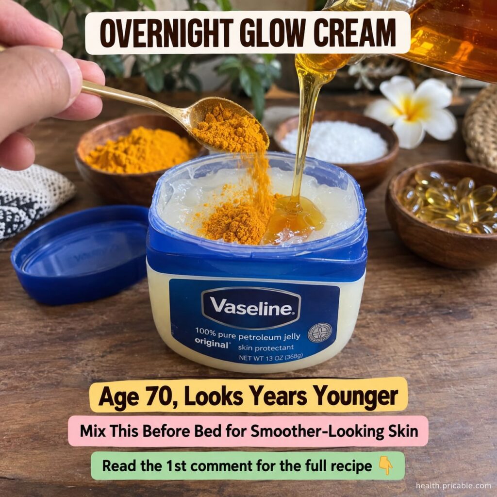 A small bowl with a yellow-orange cream mixture made from Vaseline turmeric and honey Ingredients are next to it a jar o