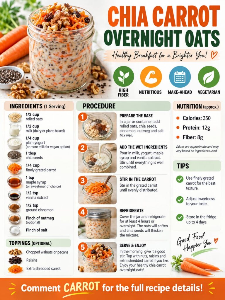 A close-up shot of a glass jar filled with carrot overnight oats garnished with a sprinkle of cinnamon and a few chopped
